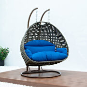 Blue wicker hanging double seater egg modern swing chair main photo