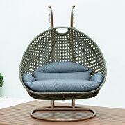 Charcoal blue wicker hanging double seater egg modern swing chair main photo