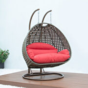 LM57R Red wicker hanging double seater egg modern swing chair