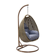 Single (Charcoal Blue) Charcoal blue cushion wicker hanging egg swing chair