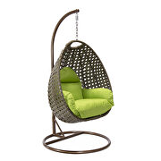 Light green cushion wicker hanging egg swing chair main photo