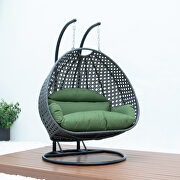 LM7DG Dark green wicker hanging double seater egg swing chair
