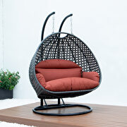 LMDOR Dark orange wicker hanging double seater egg swing chair