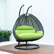 Light green wicker hanging double seater egg swing chair main photo