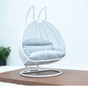 Light gray wicker hanging double seater egg swing modern chair main photo