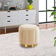 Beige velvet upholstery modern round ottoman main photo