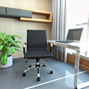 Black leatherette and steel frame swivel office chair main photo