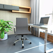 Gray leatherette and steel frame swivel office chair main photo