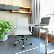 White leatherette and steel frame swivel office chair main photo