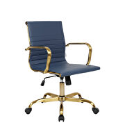 Navy blue leatherette seat and back swivel office chair