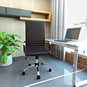 Harris (Black) II Black leatherette and steel frame high back design swivel office chair