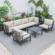 Hamilton (Beige) 7-piece aluminum patio conversation set with coffee table and beige cushions