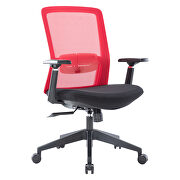 Red modern office task chair with adjustable armrests main photo