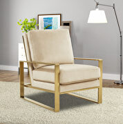 Jefferson (Beige) Beautiful gold legs and luxe soft cushions chair in beige