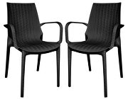 Kent (Black) II Black finish plastic outdoor arm dining chair/ set of 2