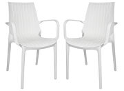 Kent (White) II White finish plastic outdoor arm dining chair/ set of 2