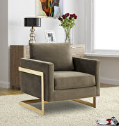 Dark gray elegant velvet chair w/ gold metal legs main photo