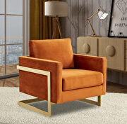 Lincoln (Orange) Orange marmalade elegant velvet chair w/ gold metal legs