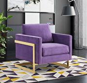 Lincoln (Purple) Purple elegant velvet chair w/ gold metal legs