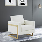 White leather accent armchair with gold frame main photo