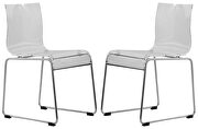 Lima (Clear) Chrome-finished steel frame and acrylic seat dining chair/ set of 2