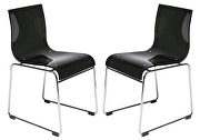 Lima (Black) Chrome-finished steel frame and transparent black seat dining chair/ set of 2
