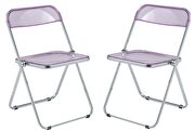 Magenta transparent acrylic seat and backrest dining chair/ set of 2 main photo