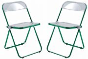 Lawrence (Green) III Transparent acrylic seat and green chrome frame dining chair/ set of 2