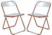 Transparent acrylic seat and orange chrome frame dining chair/ set of 2 main photo