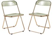 Lawrence (Amber) II Amber transparent acrylic seat and gold chrome frame dining chair/ set of 2