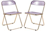 Magenta transparent acrylic seat and gold chrome frame dining chair/ set of 2 main photo