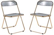 Lawrence (Black) II Black transparent acrylic seat and gold chrome frame dining chair/ set of 2