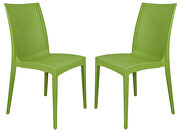 Mace (Green) Green polypropylene material simple modern dinins chair/ set of 2