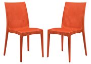 Mace (Orange) Orange polypropylene material simple modern dinins chair/ set of 2