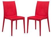 Mace (Red) Red polypropylene material simple modern dinins chair/ set of 2