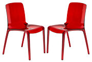 Red strong plastic material dining chair/ set of 2 main photo