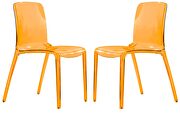Transparent orange strong plastic material dining chair/ set of 2 main photo