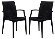 Mace (Black) II Black polypropylene material attractive weave design dining chair/ set of 2