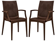 Mace (Brown) II Brown polypropylene material attractive weave design dining chair/ set of 2