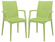 Mace (Green) II Green polypropylene material attractive weave design dining chair/ set of 2