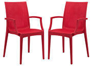 Mace (Red) II Red polypropylene material attractive weave design dining chair/ set of 2