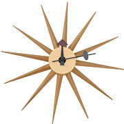 Star (Natural) Natural wood metal star silent non-ticking wall clock