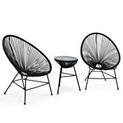 Montara (Black) Black finish 3 piece outdoor lounge patio chairs with glass top table