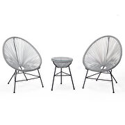 Montara (Gray) Gray finish 3 piece outdoor lounge patio chairs with glass top table