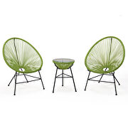 Montara (Light Green) Light green finish 3 piece outdoor lounge patio chairs with glass top table