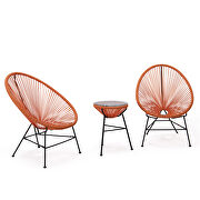 Montara (Orange) Orange finish 3 piece outdoor lounge patio chairs with glass top table