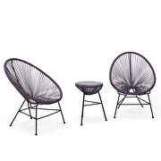 Montara (Purple) Purple finish 3 piece outdoor lounge patio chairs with glass top table