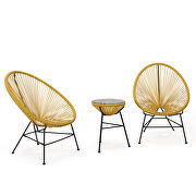 Montara (Yellow) Yellow finish 3 piece outdoor lounge patio chairs with glass top table