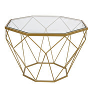 Malibu (Gold) II Tempered glass top and gold geometric base coffee table