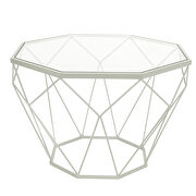 Tempered glass top and white geometric base coffee table main photo